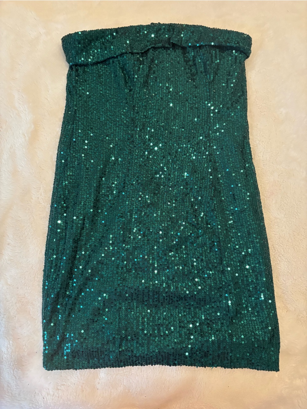 Hello Molly Strapless Emerald Sequin Mini Dress